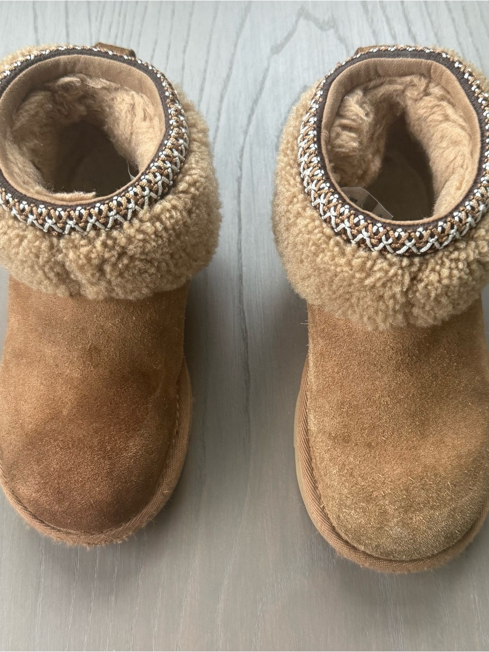 UGG Kids Chestnut Shearling Cuff Suede Boots
